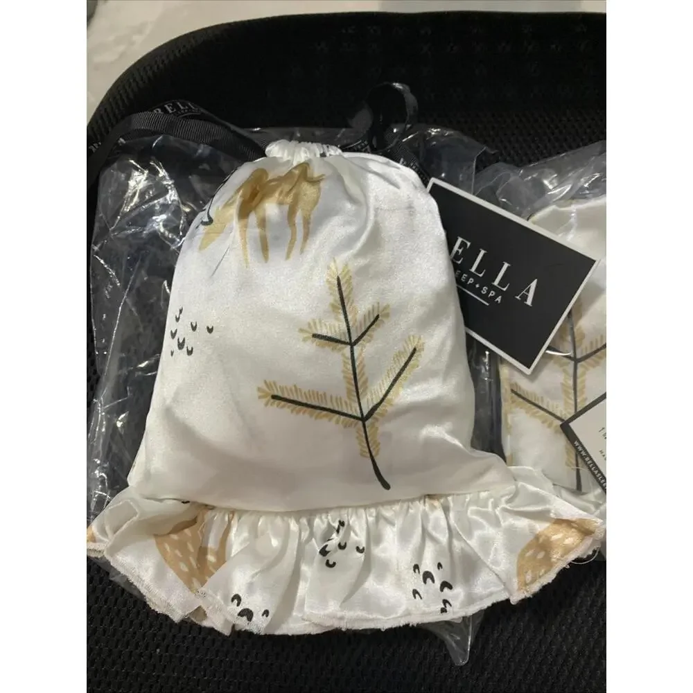 New In Bag & Pouch Bella Sleep Spa Ruffled Satin Pillowcase “Oh Deer”  20x26 NEW